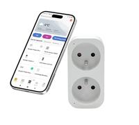 Konyks Priska Duo FR - Enchufe doble Wi-Fi + BT control remoto/apagado, seguimiento del consumo de 2 dispositivos simultáneamente, compatible con Smartlife y Tuya, Amazon Alexa y Google Home