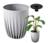 Konzept 11 Concept 11 Macetero Alto de 30 cm de diámetro, macetero Grande para Exteriores, balcón, macetero con Inserto Gris, macetero para Palmeras