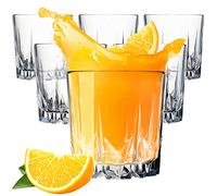 Konzept 11 - Juego de 6 vasos de agua de 300 ml, vasos acanalados para zumo, agua, cócteles, ginebra, bebidas frías, cristal resistente