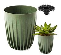 Konzept 11 - Maceta alta de 19 cm de diámetro, maceta grande para exterior, balcón, maceta con inserto verde, maceta de palma