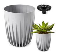 Konzept 11 - Maceta alta de 19 cm de diámetro, maceta grande para exteriores, balcón, maceta con inserto gris, maceta de palmera