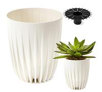 Konzept 11 - Maceta Alta de 19 cm de Diámetro para Exteriores y Balcón, Grande Con Inserto Blanco, para Palmera