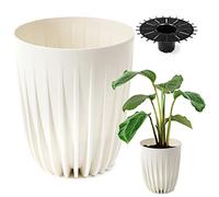 Konzept 11 - Maceta alta de 30 cm de diámetro, maceta grande para exterior, balcón, maceta con inserto blanco para palmas