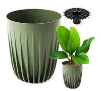 Konzept 11 - Maceta grande alta de 25 cm de diámetro para exterior, balcón - Macetero con inserto, verde, para palmera