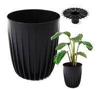 Konzept 11 - Macetero alto de 30 cm de diámetro, maceta grande para exteriores, balcón, maceta con inserto negro, maceta de palmera