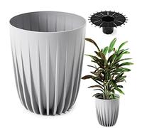 Konzept 11 - Macetero Alto de 39 cm de Diámetro, Grande para Exteriores y Balcón, Con Inserto Gris, Ideal para Palmeras