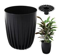 Konzept 11 - Macetero alto de 39 cm de diámetro, maceta grande para exteriores, balcón, maceta con inserto negro, maceta de palmera