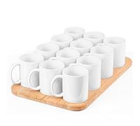 KONZEPT Juego de tazas de café, 12 piezas, 350 ml, tazas de porcelana | Para pintar y personalizar, superficie lisa, para ideas creativas de bricolaje, regalos, café y té