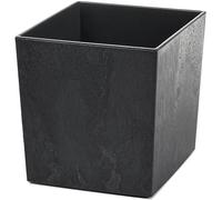 KONZEPT Macetero con inserto, XL, 40 x 40 x 40 cm, resistente a los rayos UV y a la intemperie, de plástico 100 % reciclado, con aspecto de hormigón negro, para jardín, balcón y terraza