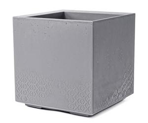 KONZEPT Macetero grande con ruedas, 40 × 40 × 40 cm, gris en aspecto de hormigón, de material 100% reciclado, para interiores y exteriores, portátil, ideal para jardín, terraza, balcón y sala de estar