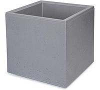 KONZEPT Macetero grande con ruedas, de material 100% reciclado, 30 x 30 x 30 cm, para interior y exterior, cuadrado, gris con aspecto de hormigón, móvil, ideal para jardín, terraza, balcón y salas de
