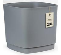 KONZEPT Macetero grande para interior y exterior, 34 x 34 cm, color verde grisáceo, rectangular, 28 l, para plantas de interior y orquídeas