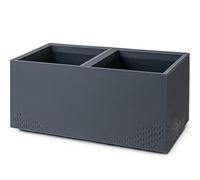 KONZEPT Macetero grande rectangular de 40 x 80 x 40 cm con ruedas, para interior y exterior, cuadrado, aspecto de hormigón, en plástico, móvil, ideal para el jardín, la terraza, el balcón y los