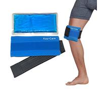 Koo-Care paquete de hielo de gel flexible y envoltura con correa elástica para terapia de frío caliente (cabeza, cuello, brazo, codo, rodilla, tobillo), Small (4.7" x 9.8"), Azul, 1000