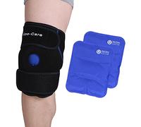 Koo-Care Rodillera con 2 paquetes de hielo de gel flexibles, envoltura de terapia de frío caliente para dolor de artritis, tendinitis, ACL, lesiones atléticas - 9.9 x 7.9 pulgadas
