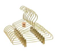 Koobay Perchas de Ropa de Oro para niños de 12.6 Pulgadas con Clips, Perchas de Ropa estándar, Ahorro de Espacio (10)
