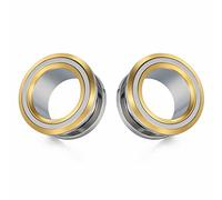 KOOBODY 2 PIEZAS 316L Acero Inoxidable de Dos Colores Tornillo Trasero Expandidor de Túnel Tapón para Oreja Barra Medidor 0G-1", 7/8"-22mm, Metal, Arenisca