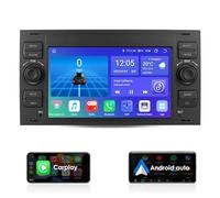 KooDux Android 12 Radio de Coche para Ford C-MAX Connect Fiesta Fusion Kuga Mondeo Galaxy Kuga Mondeo S-MAX Transit Focus, 4 + 32 GB GPS Navegación GPS CarPlay Android Auto 4G LTE Indicador