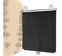 KOOEIN Persiana de Blackout con ventosas, Cortinas enrollables Parasol, Estor retráctiles temporales, Persiana Enrollable Ajustable, Opacas del 85%, in taladrar y sin Pegamento,Black-35x125cm/14x49in