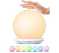 KOOFIT Luz Nocturna Infantil, Luz Quitamiedos Infantil Recargable con Control Táctil, Temporizador, 8 RGB Colores Lámpara Bebe Noche para Niños, Dormitorio, Guardería, Regulable Luces Presença Bebe
