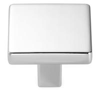 KOOFIZO Pomo cuadrado para armario, manija cromada (31 mm), paquete de 10 unidades para puerta de armario de cocina, cajón de tocador de dormitorio, accesorios para armario de baño