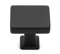 KOOFIZO Pomo cuadrado superior y base para gabinete, manija negra (30 mm), paquete de 10 unidades para puerta de armario de cocina, cajón de tocador de dormitorio, accesorios para armario de baño