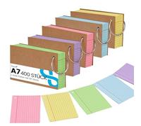 Koogel Juego de 400 tarjetas A7 con anillos de metal, 5 colores, tarjetas educativas para estudios, anatomía, notas, graduación, entrenamiento de vocabulario, 10,5 x 7,4 cm