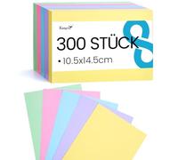 Koogel Tarjetas A6 en blanco, 300 unidades en 5 colores, tarjetas educativas para notas, anatomía, TestDaF, graduación, 10,5 x 14,8 cm