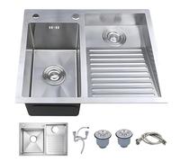 KOOGIMDDR 60x48cm lavabo de lavanderia Balcón De Lavabo De Acero Inoxidable Doméstico, fregadero de lavandería Con Placa De Lavandería Fácil De Limpiar Lavabo De Doble Fregadero (Color : Right)