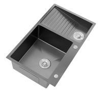 KOOGIMDDR 70x48cm negro gris fregadero de lavandería, 304 Acero Inoxidable lavabo de lavanderia balcón de lavabo Con Lavabo Lavadero Fácil De Limpiar Doble Fregadero De Lavandería Piscina
