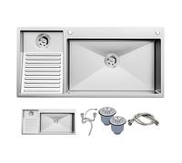 KOOGIMDDR Balcón De Acero Inoxidable Doméstico Con Placa De Lavandería, Fácil De Limpiar, Doble Fregadero (Color: Izquierda, Tamaño: 100x48cm)