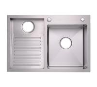 KOOGIMDDR Balcón De Lavabo De Acero Inoxidable Doméstico, Lavabo con Placa De Lavandería Fácil De Limpiar Lavabo De Doble Fregadero (Color : Left, S : 60x48cm)