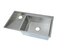 KOOGIMDDR Balcón De Lavabo De Acero Inoxidable Doméstico, Lavabo con Placa De Lavandería Fácil De Limpiar Lavabo De Doble Fregadero (Color : Left, S : 90x48cm)