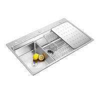 KOOGIMDDR Fregadero de cocina de acero inoxidable 304SUS 85 x 50 cm, color negro, 1 fregadero empotrable, fregadero de cocina rectangular de acero inoxidable, con escurridor, desagüe y kit de