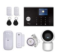 KOOGOGO Sistema de alarma G30 Tuya WiFi GSM Home Burglar Security con cámara C22 1080P 433 MHz Wireless Alarm System, TFT LCD Touch Arm/Disarm RFID Control remoto mediante App