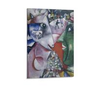 KOOHTAA Póster de Marc Chagall I And The Village para colgar, lienzo impreso, pintura de pared, pósteres, decoración moderna para el hogar, 40 x 60 cm