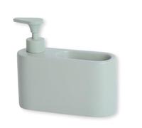 Kook Time Dispensador jabón Cocina Slim | Dosificador jabón Cocina con Soporte para estropajos | Organizador Fregadero de Cerámica | 18 x 6 x 15.8 cm. | Verde Salvia Mate