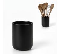 Kook Time Portautensilios de Cocina CURVE - Bote de Cerámica Grande y Estable para Utensilios. Organizador de Espátulas, Cucharones y Menaje. 11 x 15 cm.- Negro mate