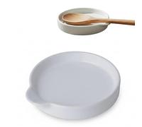 Kook Time Reposacucharas de Cerámica Grande CURVE - Soporte para Utensilios de Cocina, Cucharones y Espátulas. Plato Pequeño Multiusos para Aperitivos o Vaciabolsillos. Ø 15.5 cm. - Blanco