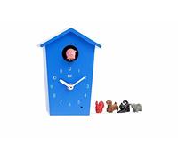 KOOKOO AnimalHouse Azul, pequeño Reloj Cuco de Pared con Sonidos de 5 Animales de Granja, grabaciónes Naturales, Cuco Design Moderno
