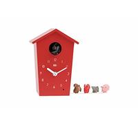 KOOKOO AnimalHouse Rojo, pequeño Reloj Cuco de Pared con Sonidos de 5 Animales de Granja, grabaciónes Naturales, Cuco Design Moderno