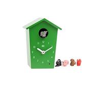 KOOKOO AnimalHouse Verde, pequeño Reloj Cuco de Pared con Sonidos de 5 Animales de Granja, grabaciónes Naturales, Cuco Design Moderno