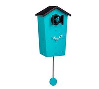 KOOKOO Birdhouse Azul Claro, Reloj cucu Design Moderno, Sonidos de 12 Aves o el Cuco, Reloj pájaros cantores c. péndulo