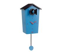 KOOKOO Birdhouse Azul Oscuro, Reloj cucu Design Moderno, Sonidos de 12 Aves o el Cuco, Reloj pájaros cantores c. péndulo
