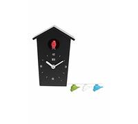 KOOKOO Birdhouse Mini Negro, pequeño Reloj cucu Design Moderno, Sonidos de 12 Aves o Cuco, pájaros cantores