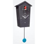 KOOKOO BirdHouse - Reloj de pared con 12 voces de pájaros o cuco con péndulo, color negro