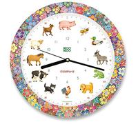 KOOKOO KidsWorld Garden Love - Reloj de Granja con 12 Voces de Animales Reales del país, Movimiento de Cuarzo, 34 cm