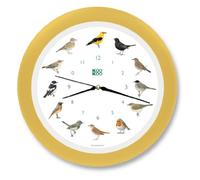 KOOKOO Singvögel Quartz Amarillo-Crema, Reloj de Pared con 12 pájaros cantores, nativos, grabaciones Originales de la Naturaleza