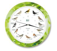 KOOKOO Singvögel Quartz Leaf, Reloj de Pared con 12 pájaros cantores, nativos, grabaciones Originales de la Naturaleza