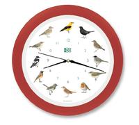 KOOKOO Singvögel roja-Fresa, Reloj de Pared con 12 pájaros cantores, nativos, grabaciones Originales de la Naturaleza